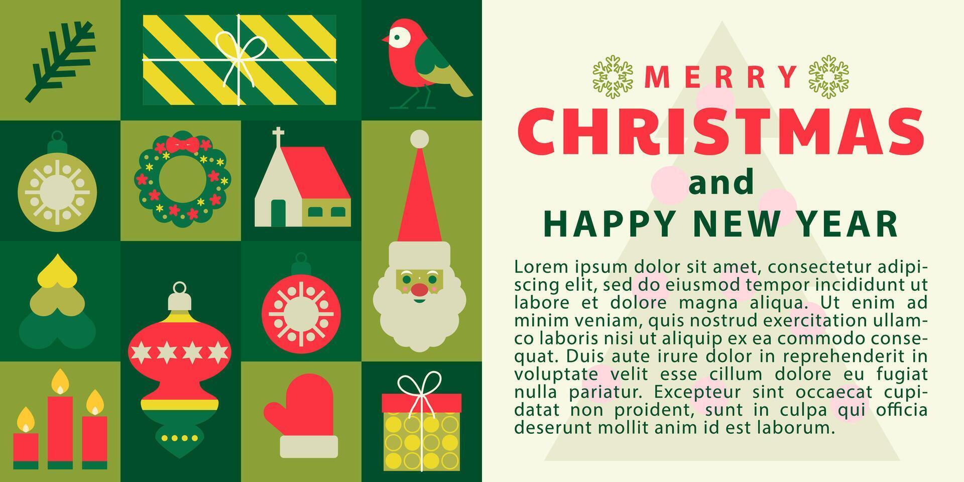 Merry Christmas and Happy New Year Background in modern minimalist geometric style vector