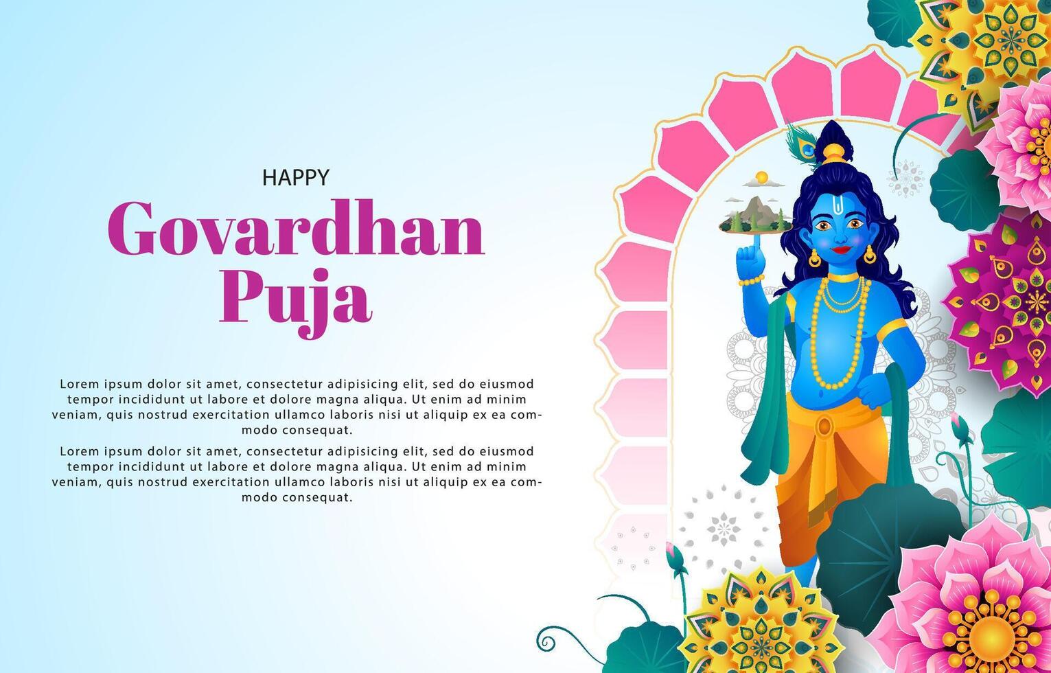 happy Govardhan Puja illustration with gradient concept vector