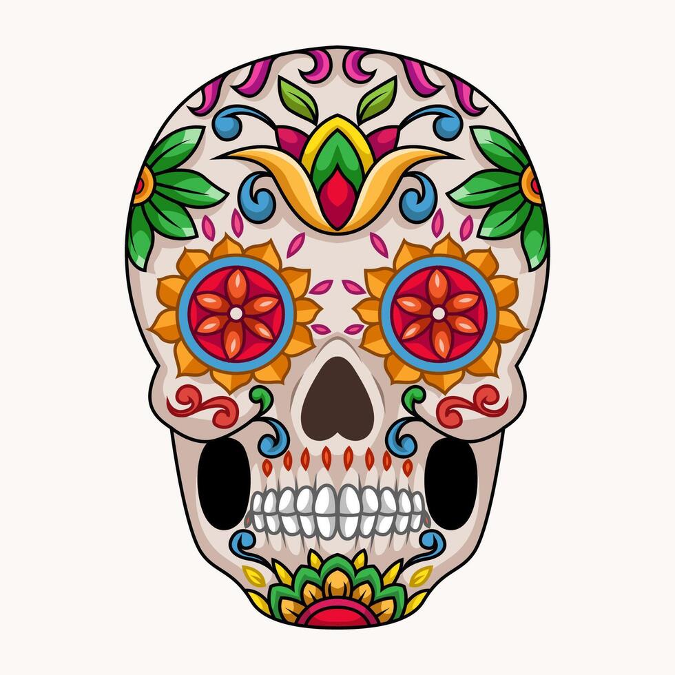 Day of the dead, colorful sugar skull vector