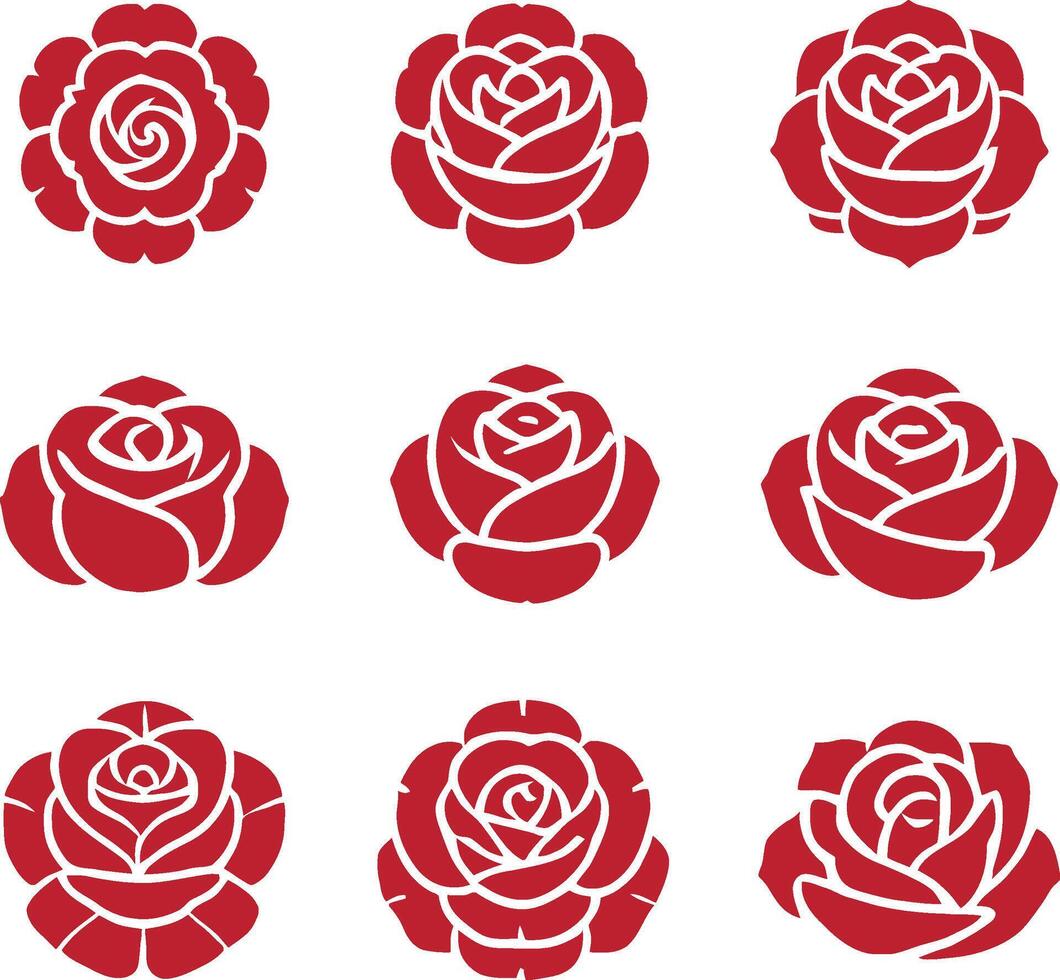 A collection of simple rose illustrations vector