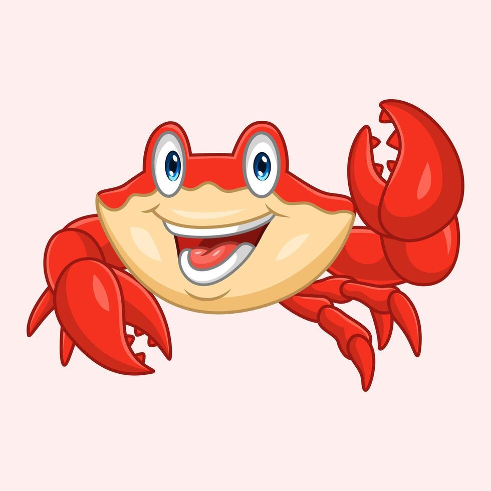 Cartoon smiling crab isolated on white background vector