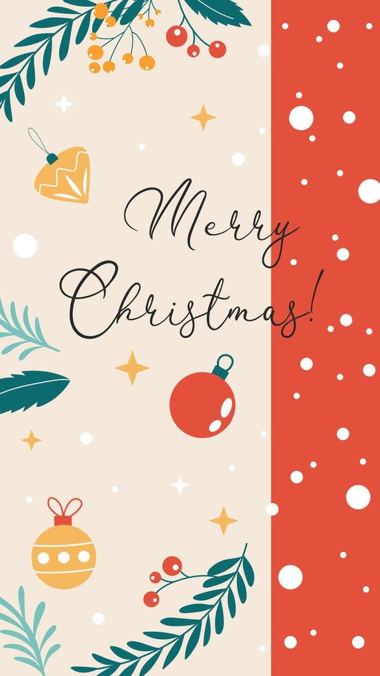 Editable Christmas stories template. Doodle celebration design for social networks. vector
