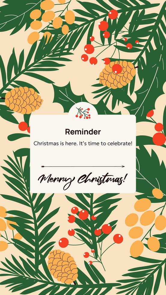 Editable Christmas stories template with reminder. Design for social networks. vector
