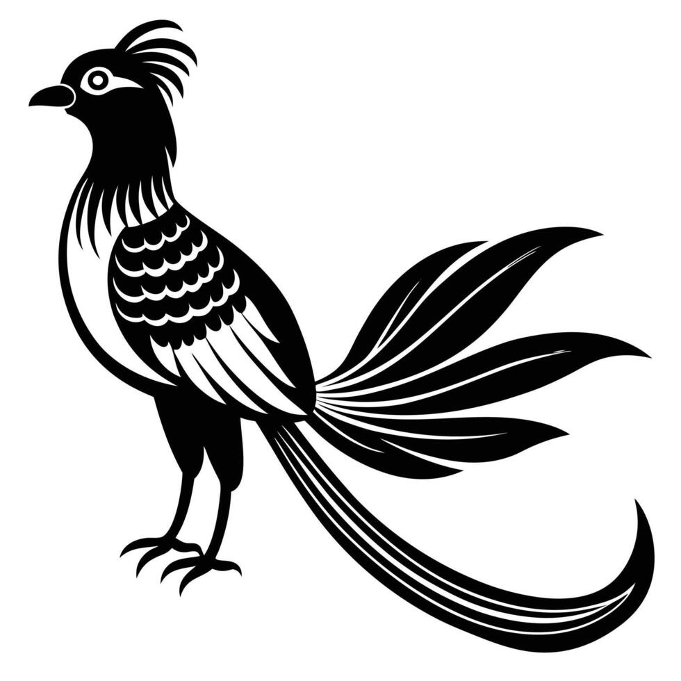 A black and white illustration of a bird vector
