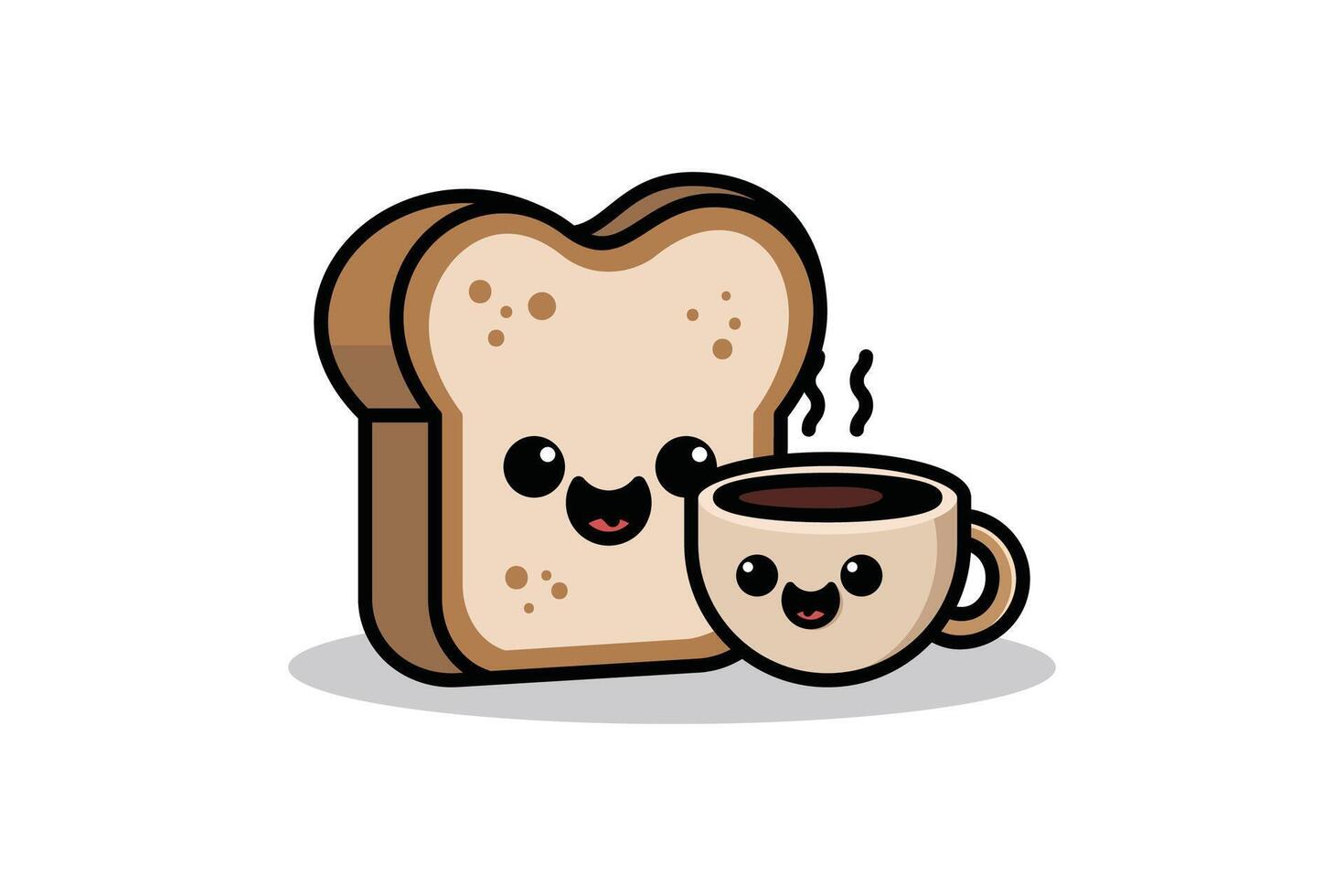 Cute Bread and Coffee Hugging in Adorable Friendship Illustration vector