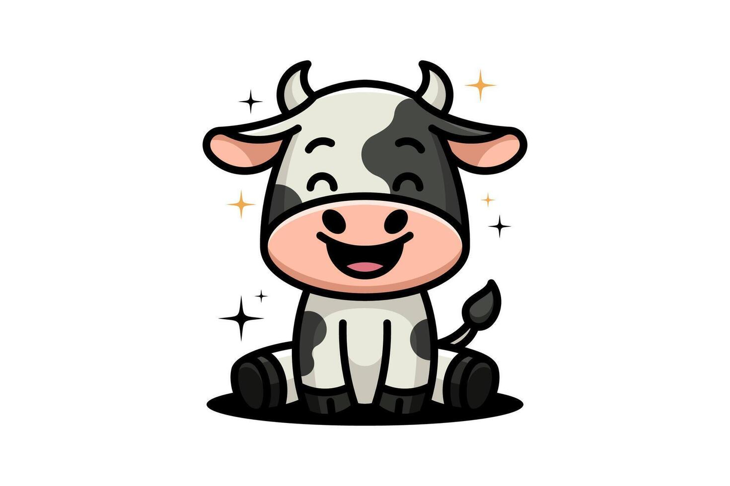 Adorable Happy Cow Mascot Sitting with a Joyful Expression vector