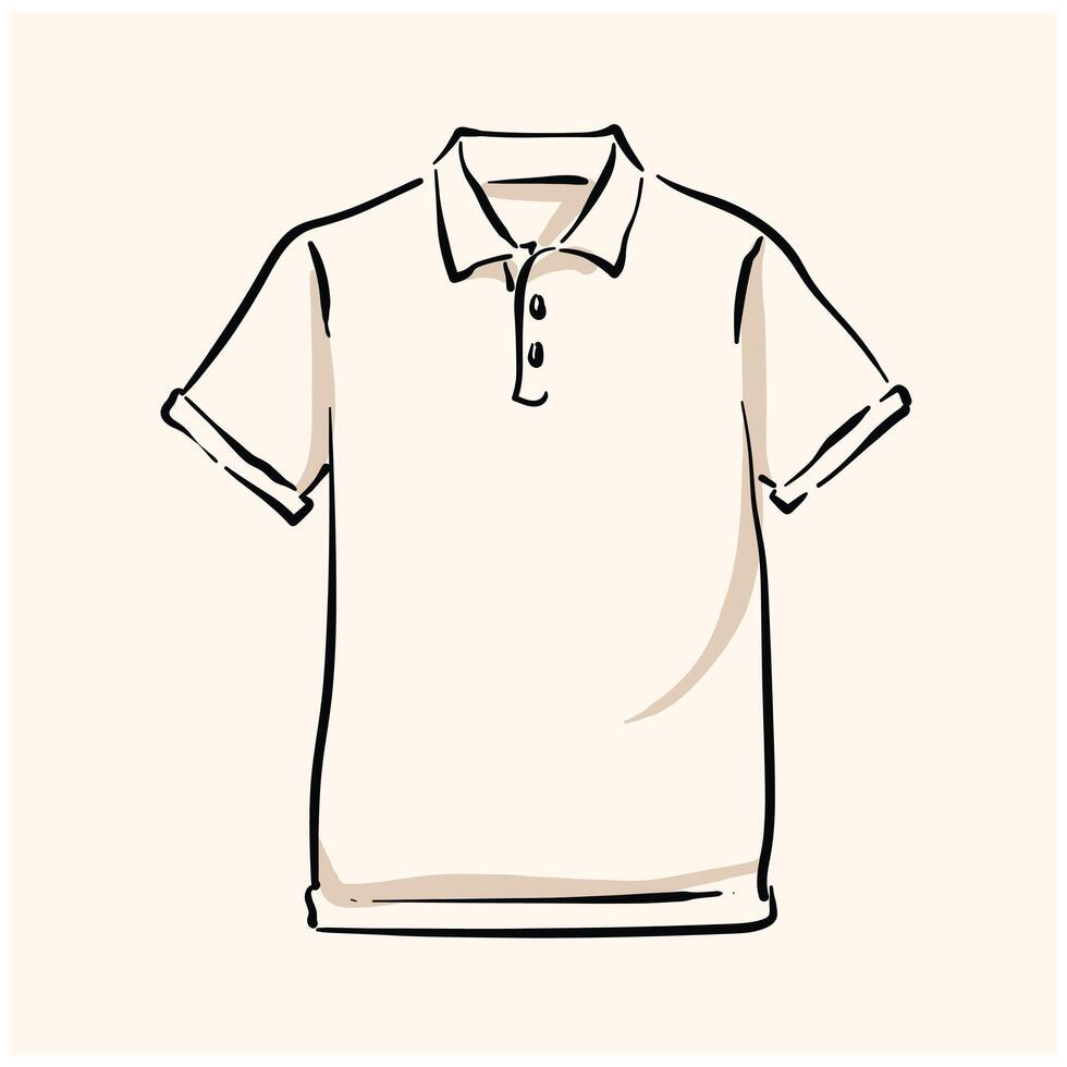 Polo shirt With illustration style doodle and line art vector
