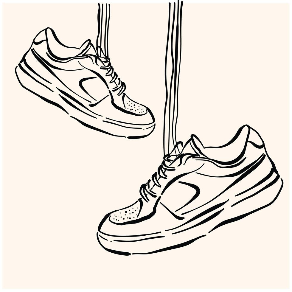 Sneaker With illustration style doodle and line art vector
