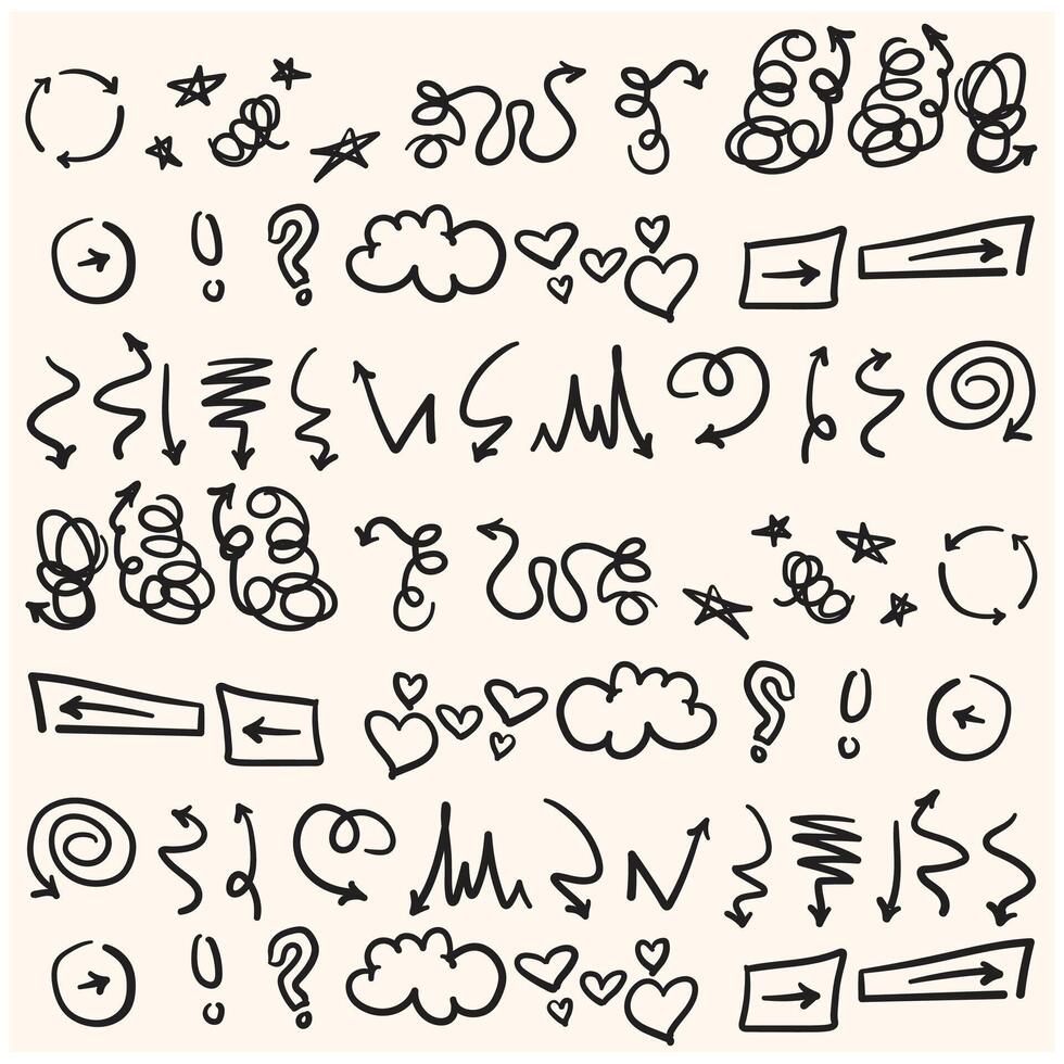 Big set of different signs With illustration style doodle and line art vector