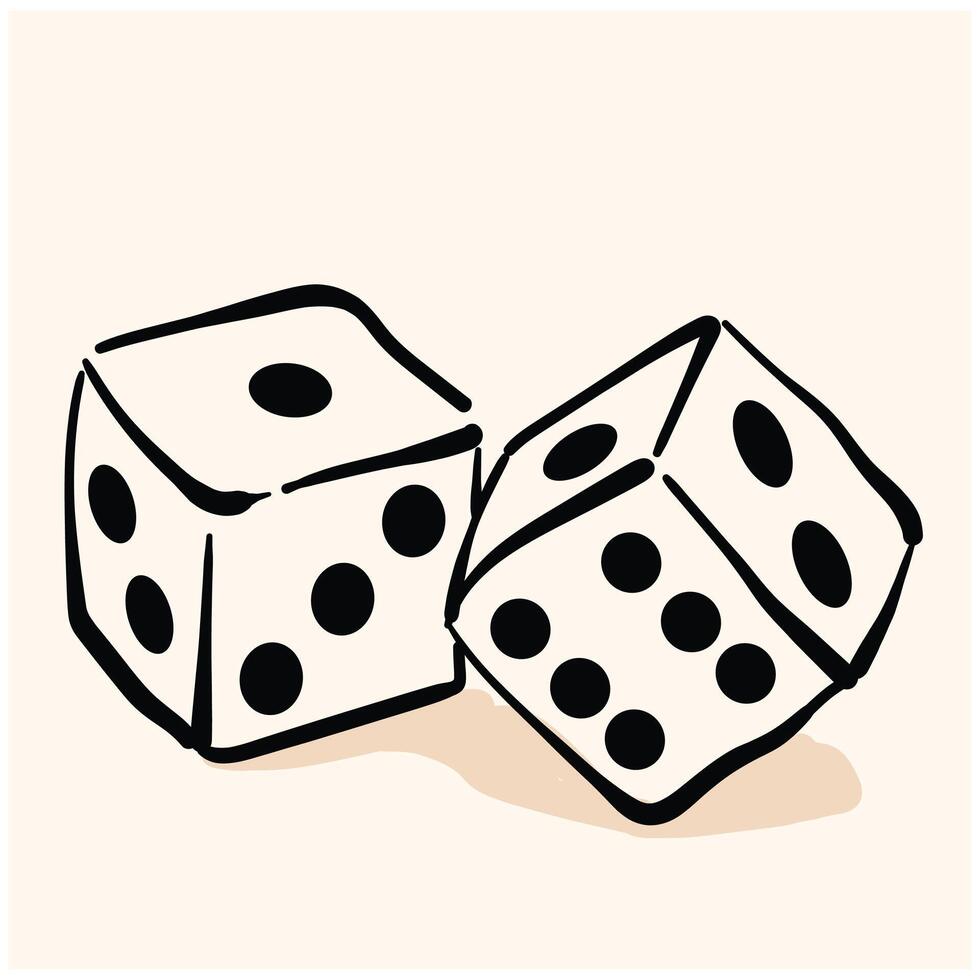 Dices game With illustration style doodle and line art vector