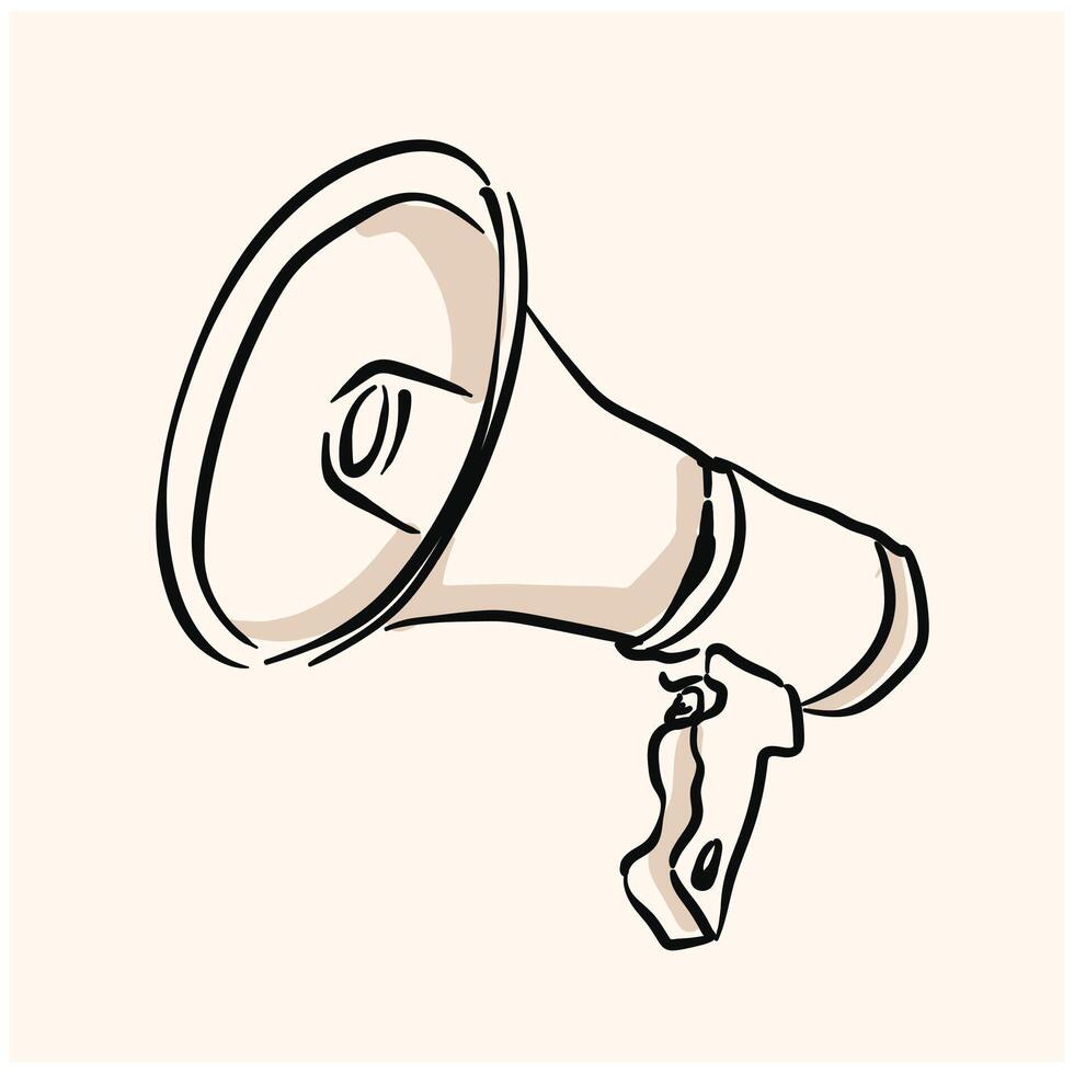 Megaphone With illustration style doodle and line art vector