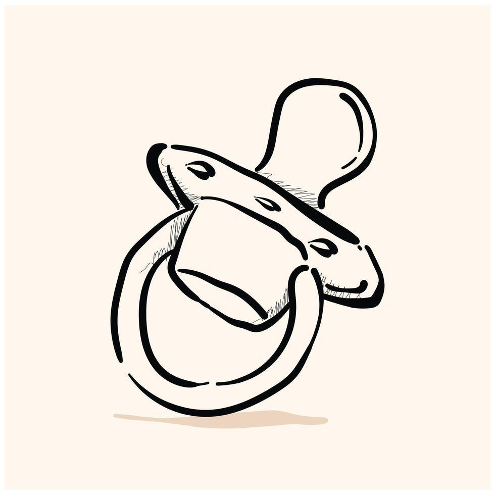 Baby pacifier With illustration style doodle and line art vector