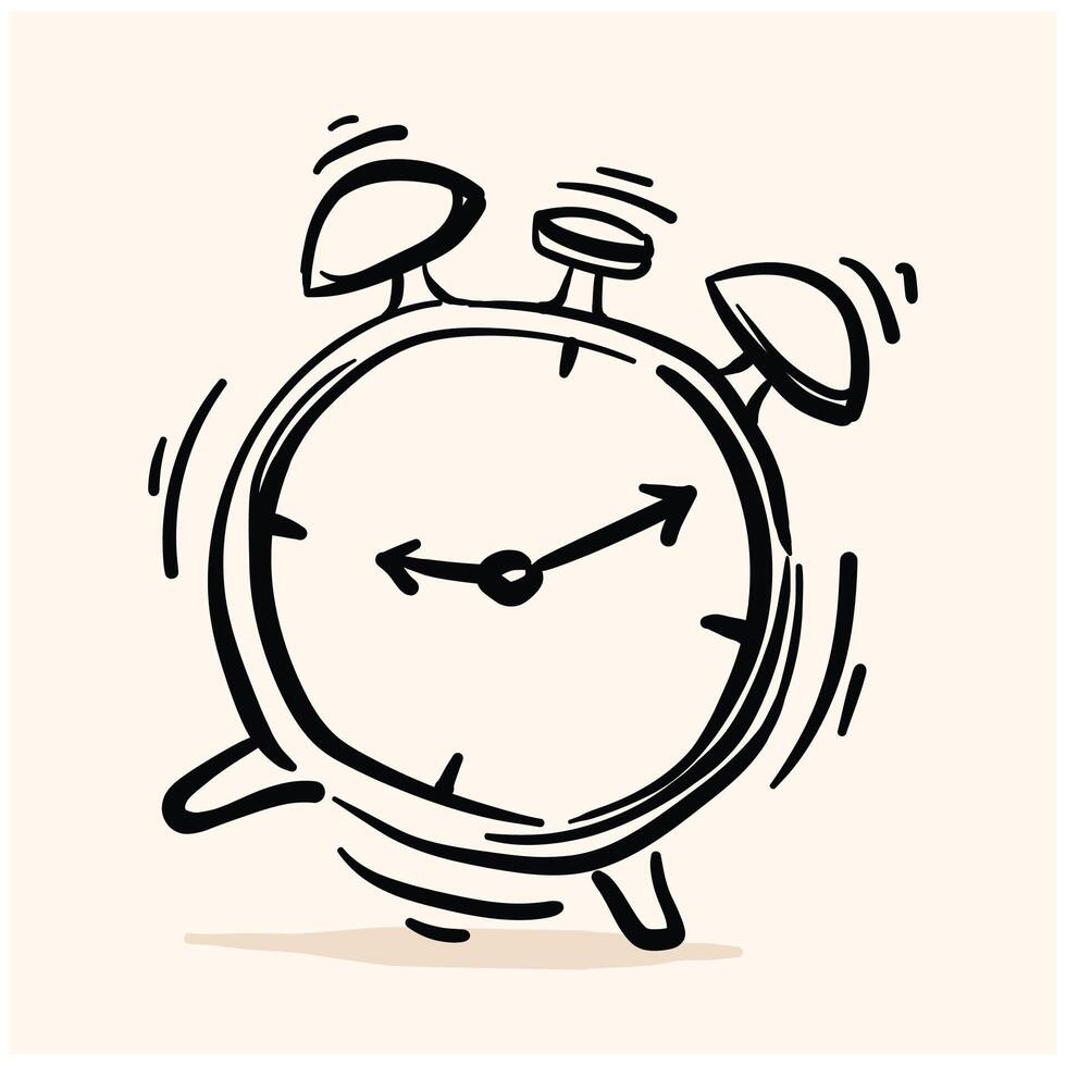 Alarm clock icon With illustration style doodle and line art vector