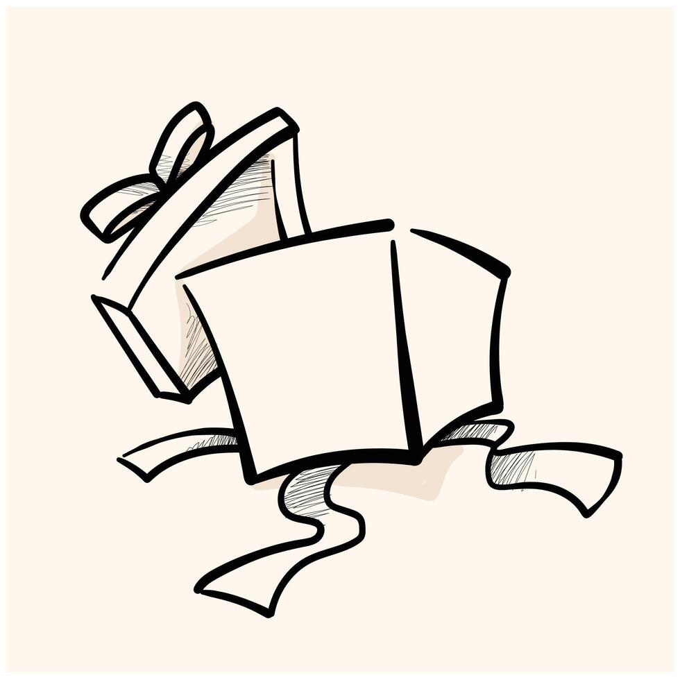 Hand drawn open gift With illustration style doodle and line art vector