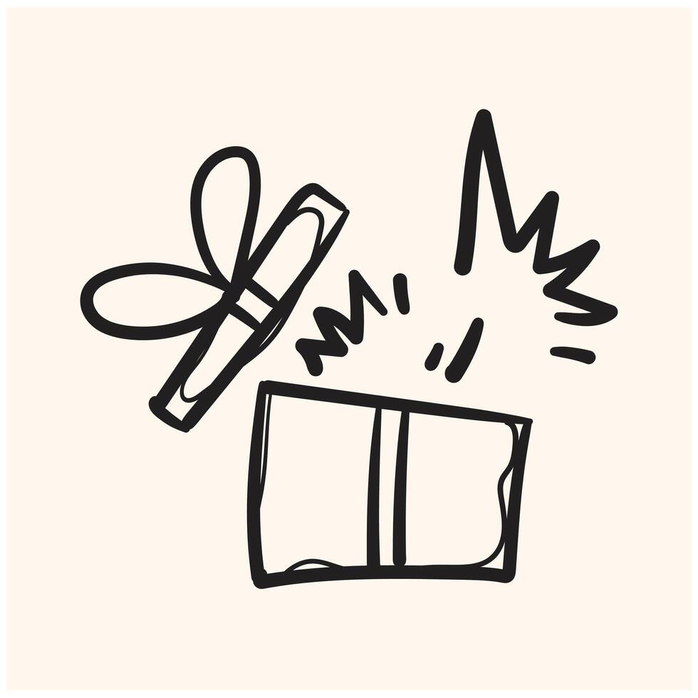 hand drawn doodle gift box With illustration style doodle and line art vector