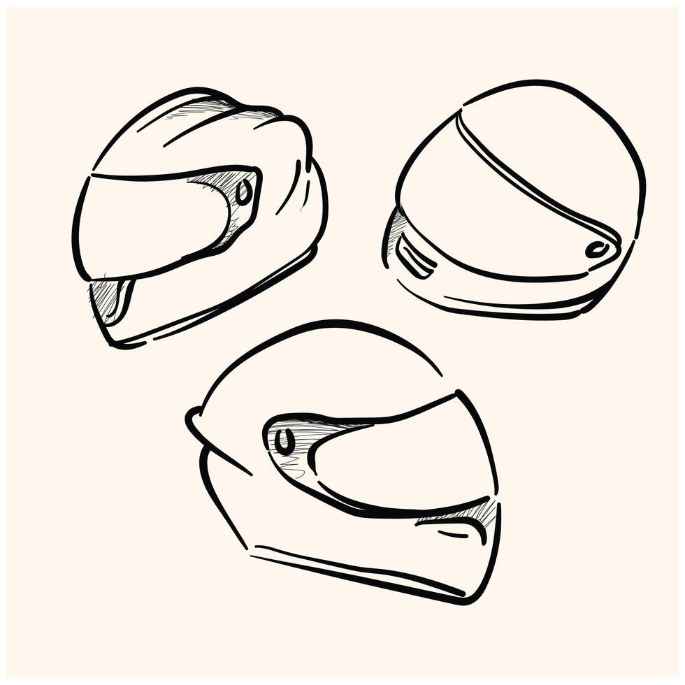 Motorcycle helmet With illustration style doodle and line art vector
