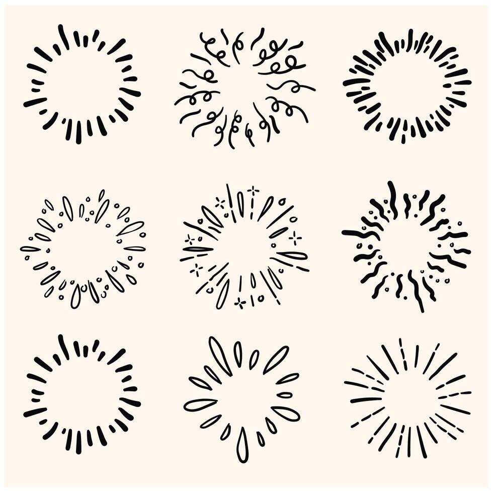 Firework With illustration style doodle and line art vector