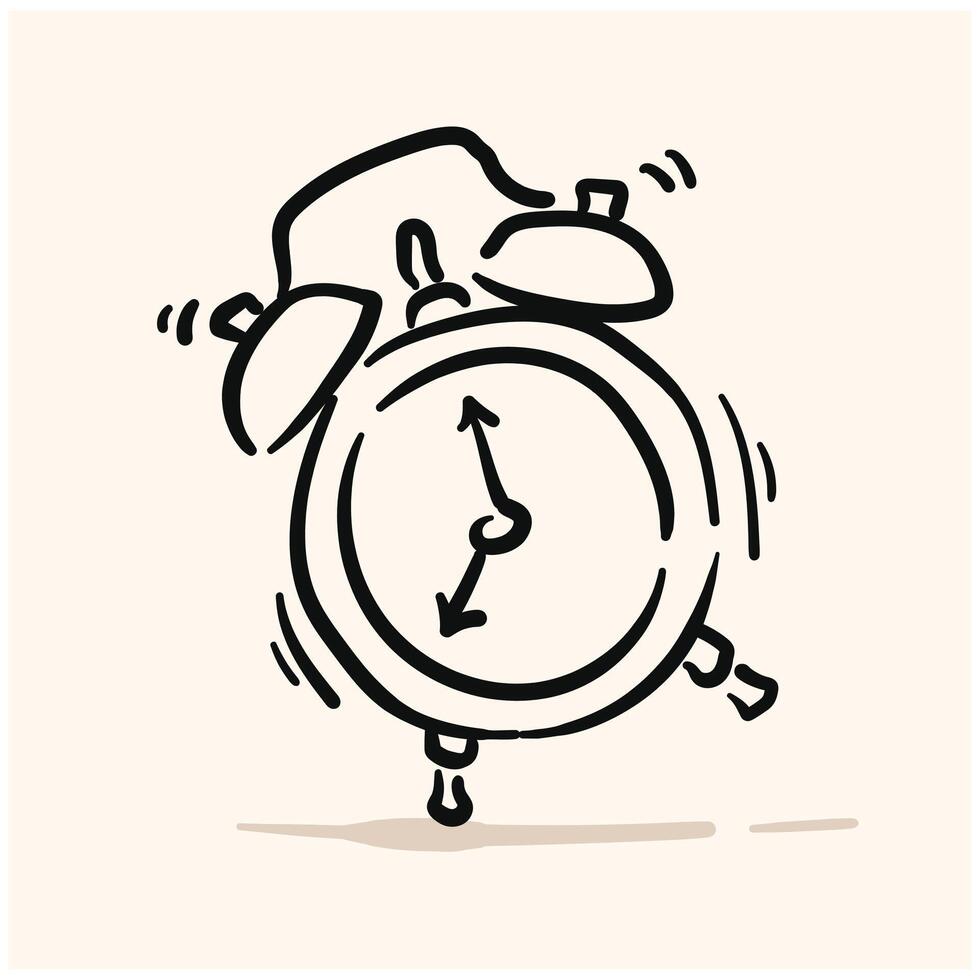 Classic ringing alarm With illustration style doodle and line art vector