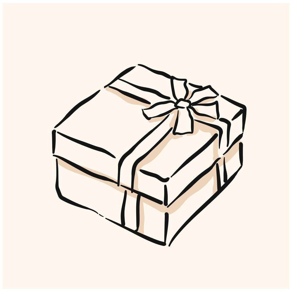 Gift box With illustration style doodle and line art vector