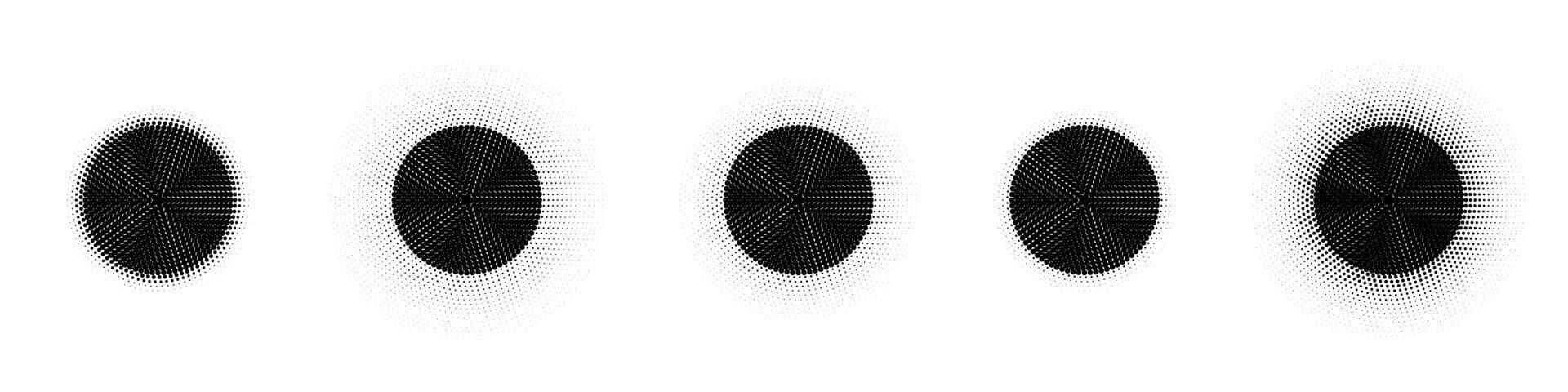 Grainy dot pattern with gradient and noise texture. Abstract stipple sphere with shadow, resembling moon. Flat illustration isolated on white background. vector