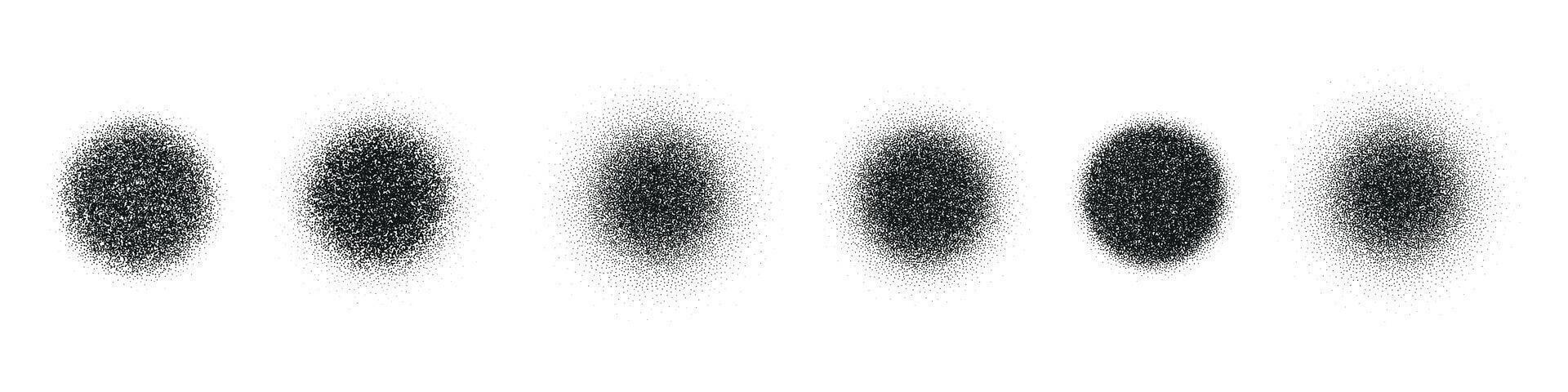 Grainy noise pattern with gradient dots and diffuse effect. Spray texture resembling sand and dissolving circles. Flat illustration isolated on white background. vector