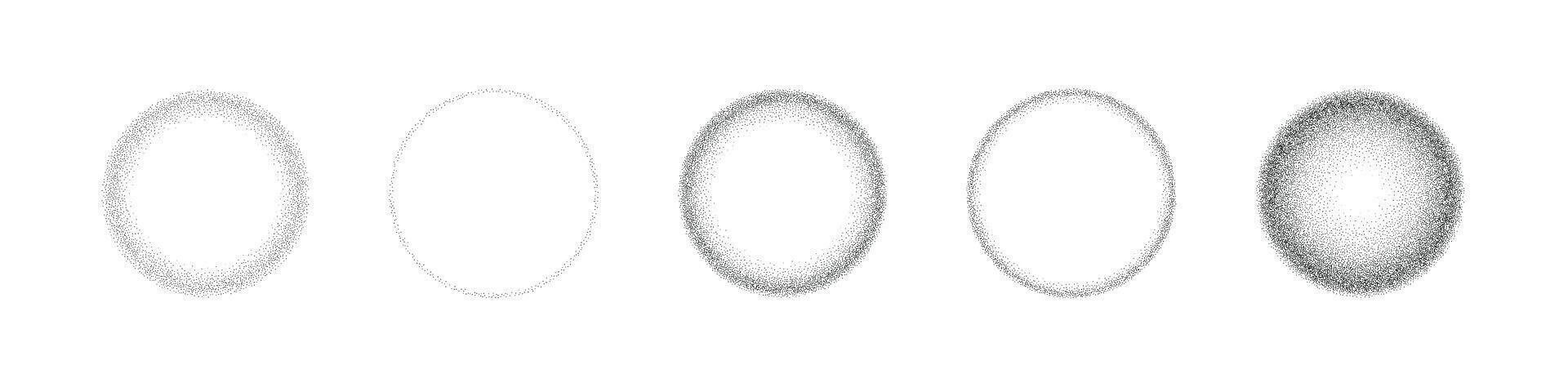Gradient dots with grainy texture and noise effect. Circular halftone sphere with spray pattern and brush texture. Flat illustration isolated on white background. vector