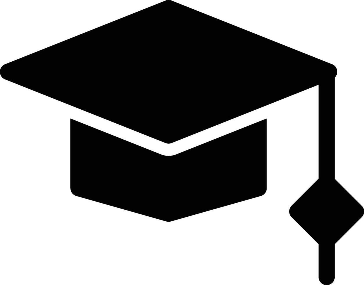 Graduation Cap or Hat Icon Filled Black Color vector