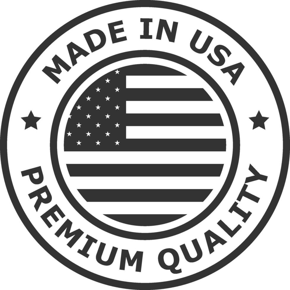 Made In USA Stamp, Made In The USA Badge, Made In America, Made In The United State Emblem, Premium Quality Certified vector
