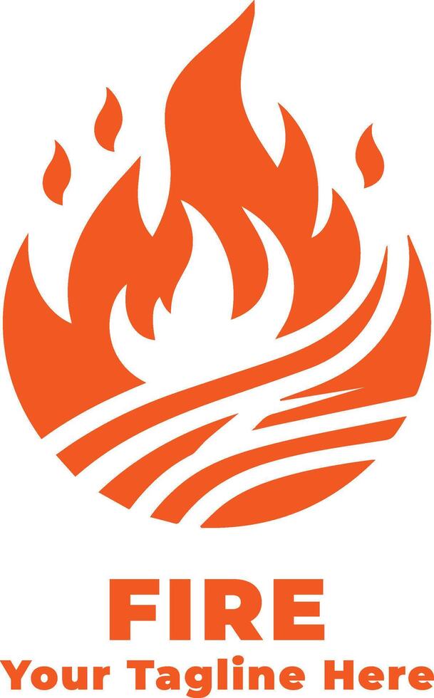 Simple Logo Fire Design Silhouette vector