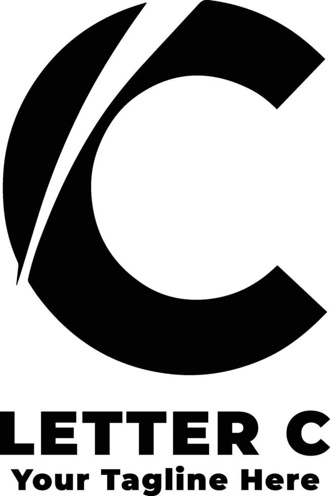 Letter C Simple Logo Design Silhouette vector