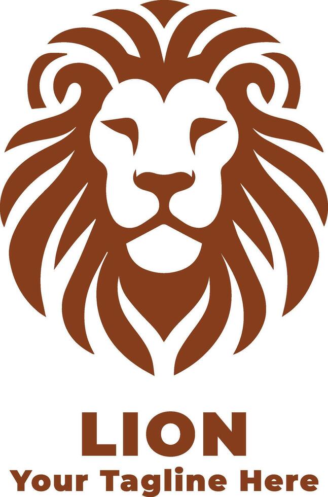 Lion Simple Logo Design With Brown Concept vector