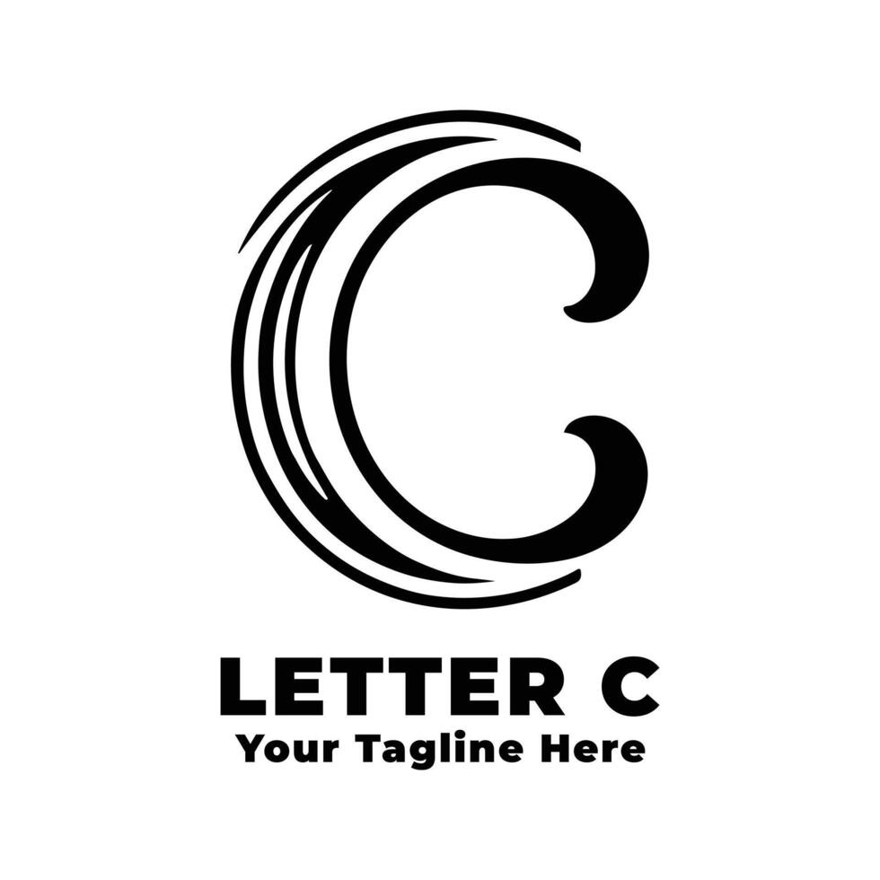 Simple Logo Letter C Design Silhouette vector