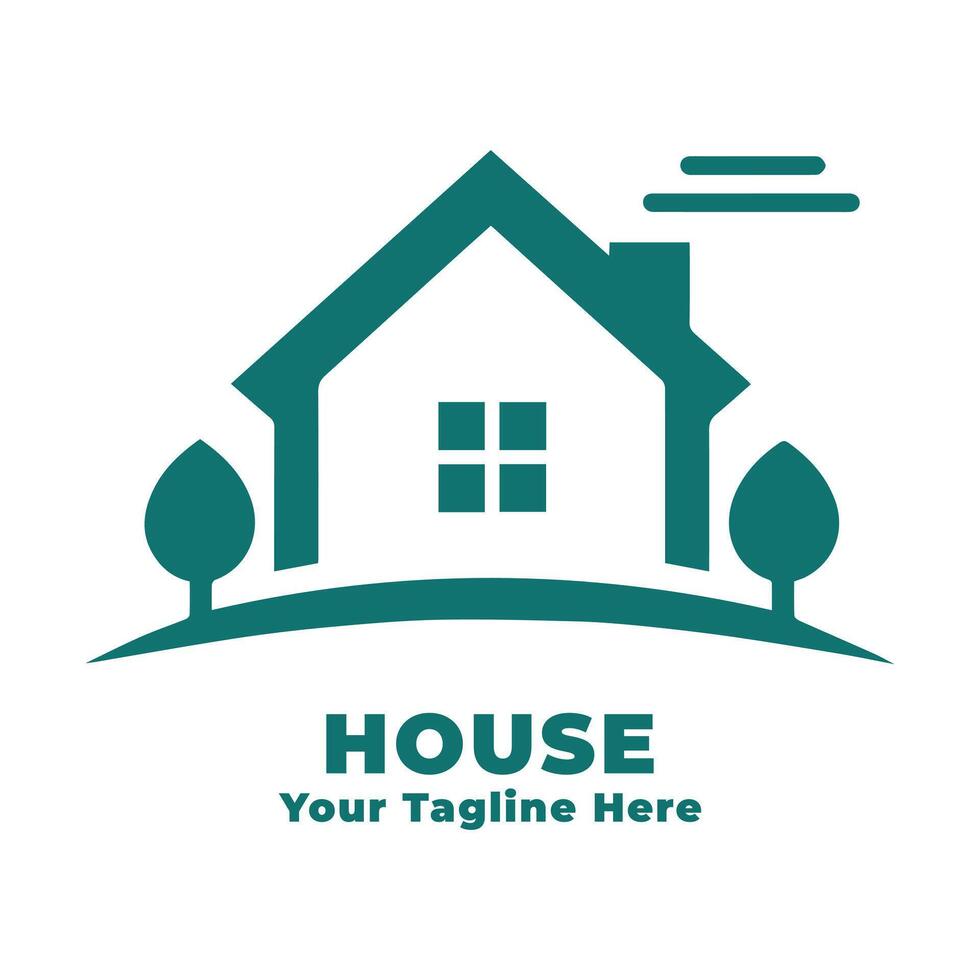 Logo House Simple Design With Blue Concept vector