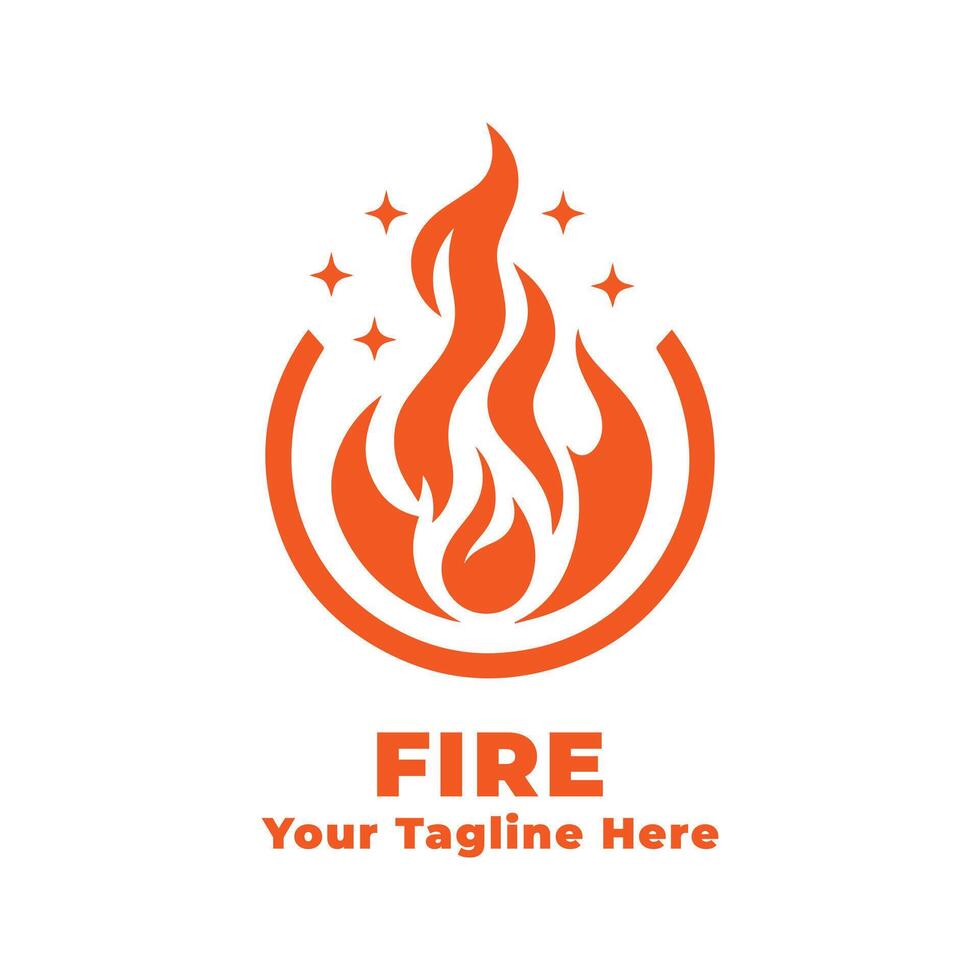 Logo Simple Fire Design With Orange Concept vector