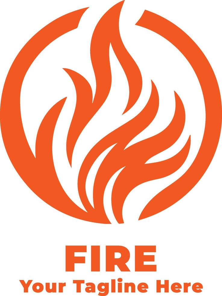 Simple Logo Fire Illustration With Orange Concept vector