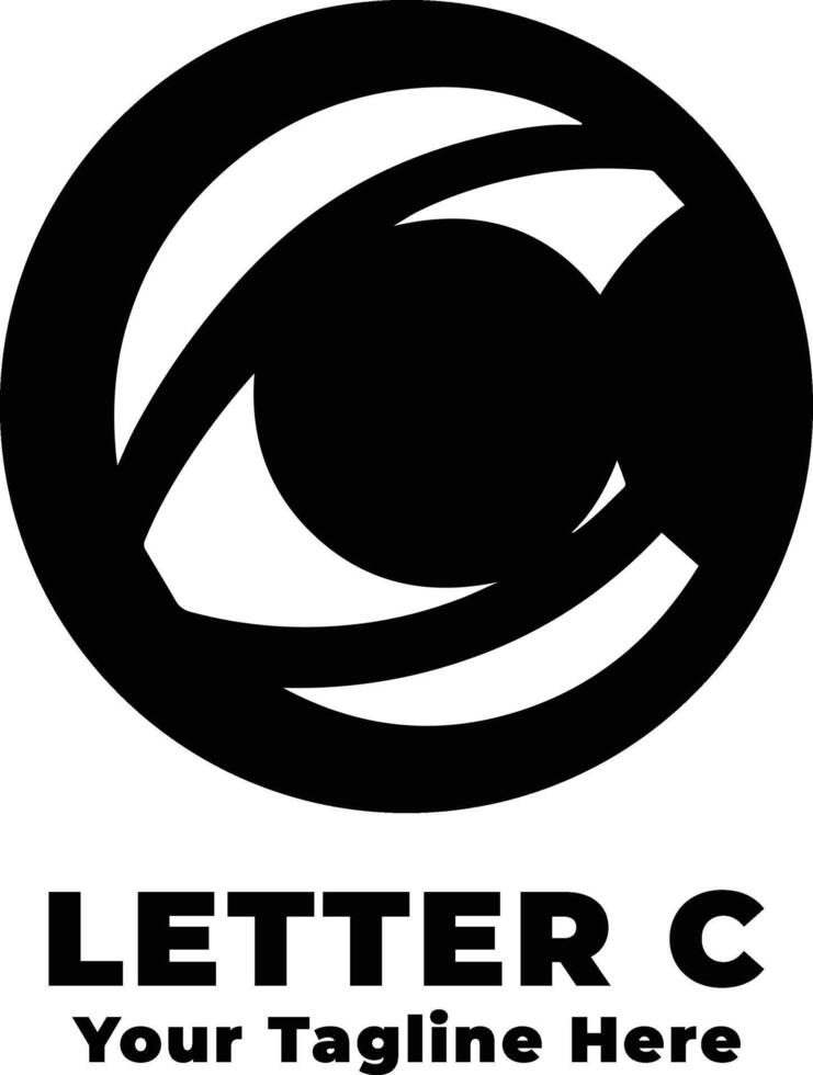 Letter C Simple Logo Design Black And White vector