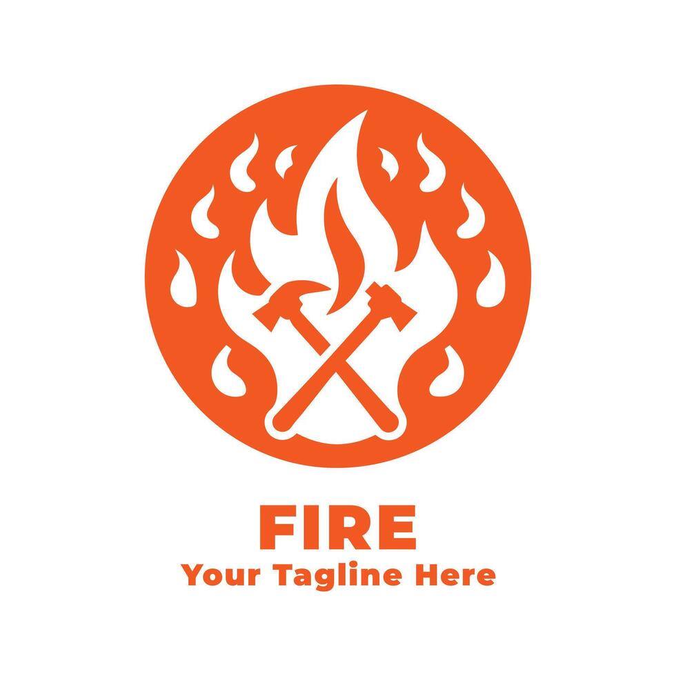 Logo Simple Fire Illustration With Orange Concept vector