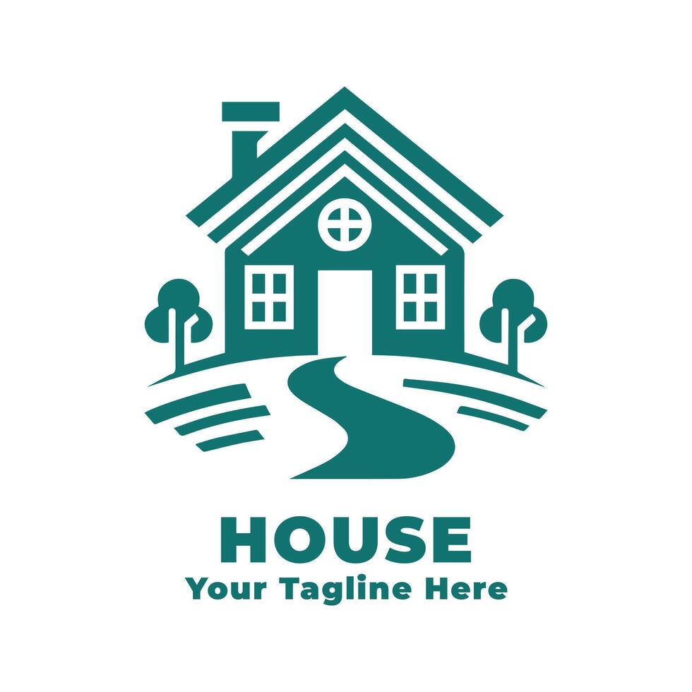 Logo House Simple Illustration With Blue Concept vector