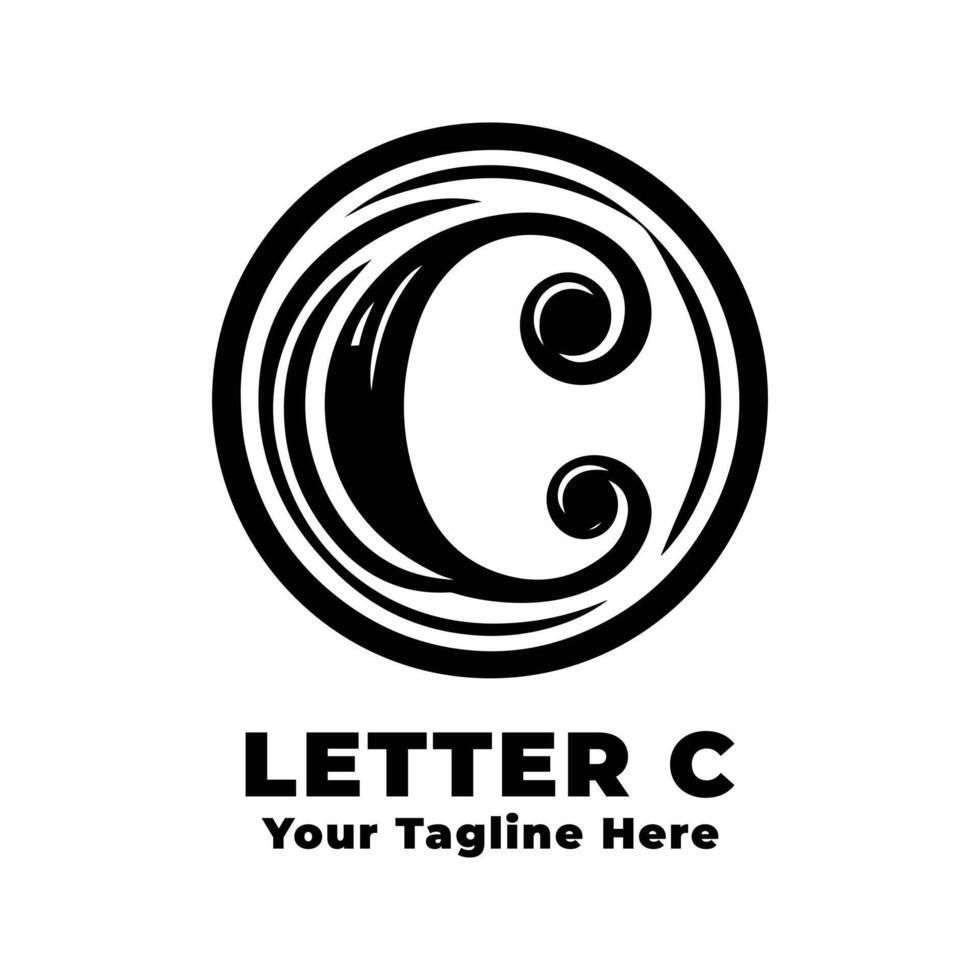Simple Logo Letter C Illustration Black And White vector