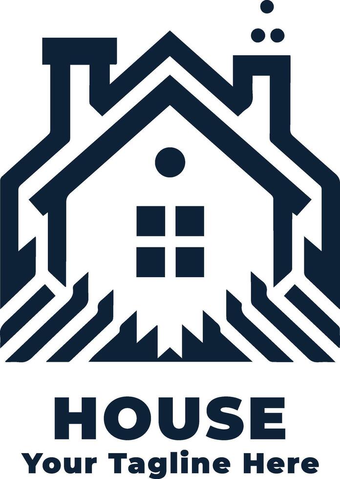 House Simple Logo Design With Blue Concept vector