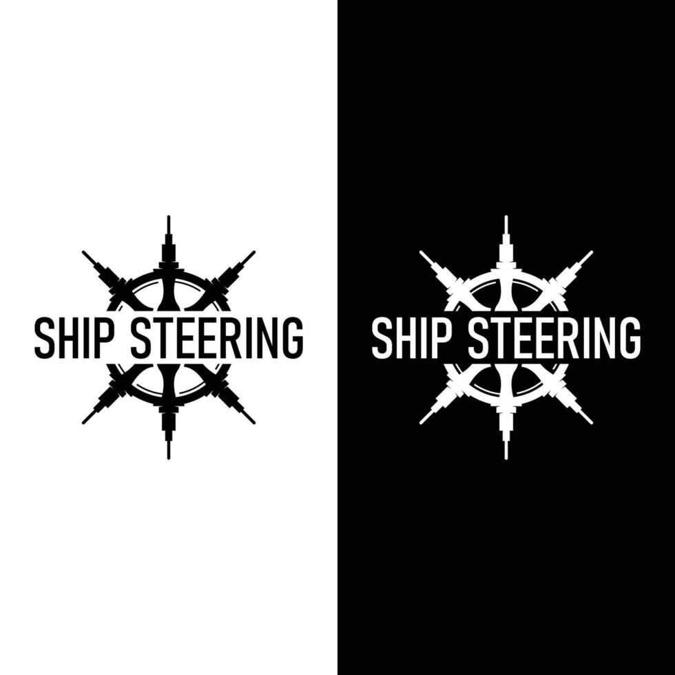 marine ship steering logo template vector