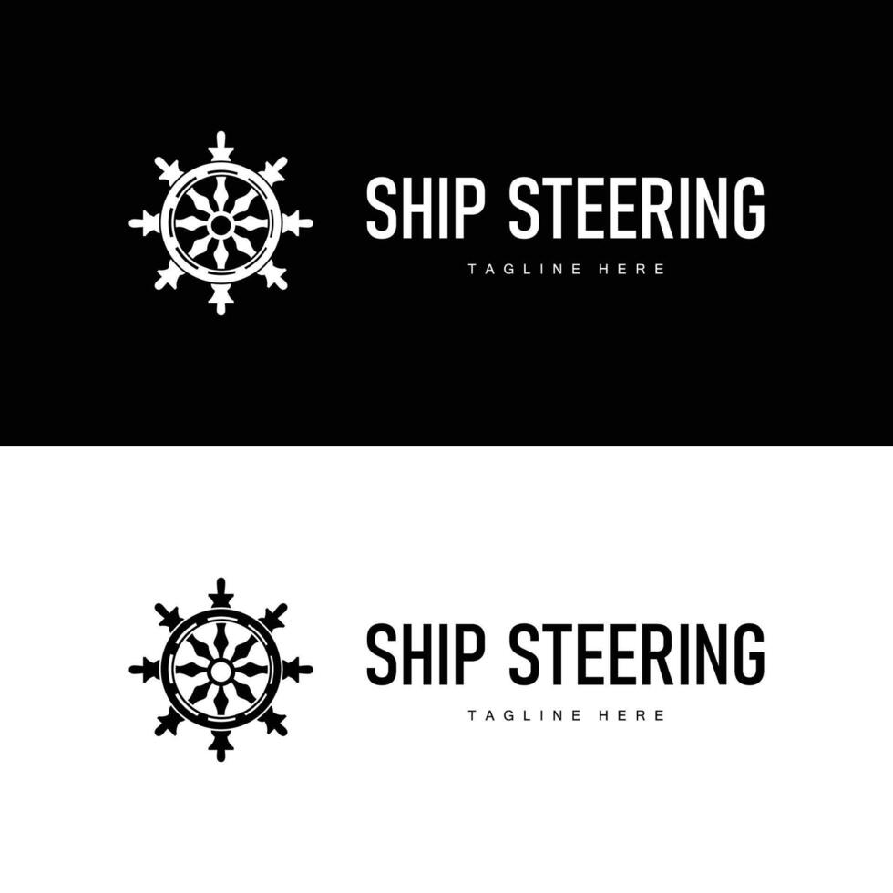 simple illustration ship steering wheel logo template icon vector