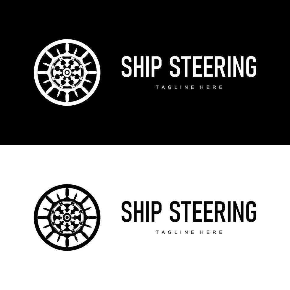 simple ship steering logo design for product branding template icon vector
