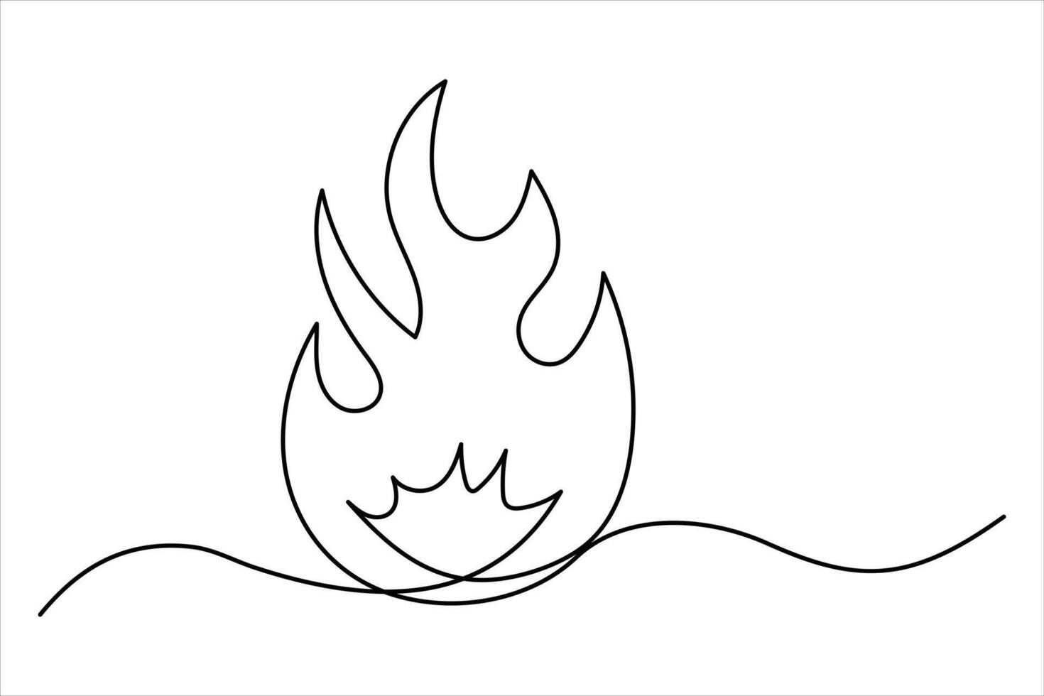 Continuous line drawing of fire flame. Bonfire concept single line. illustration vector