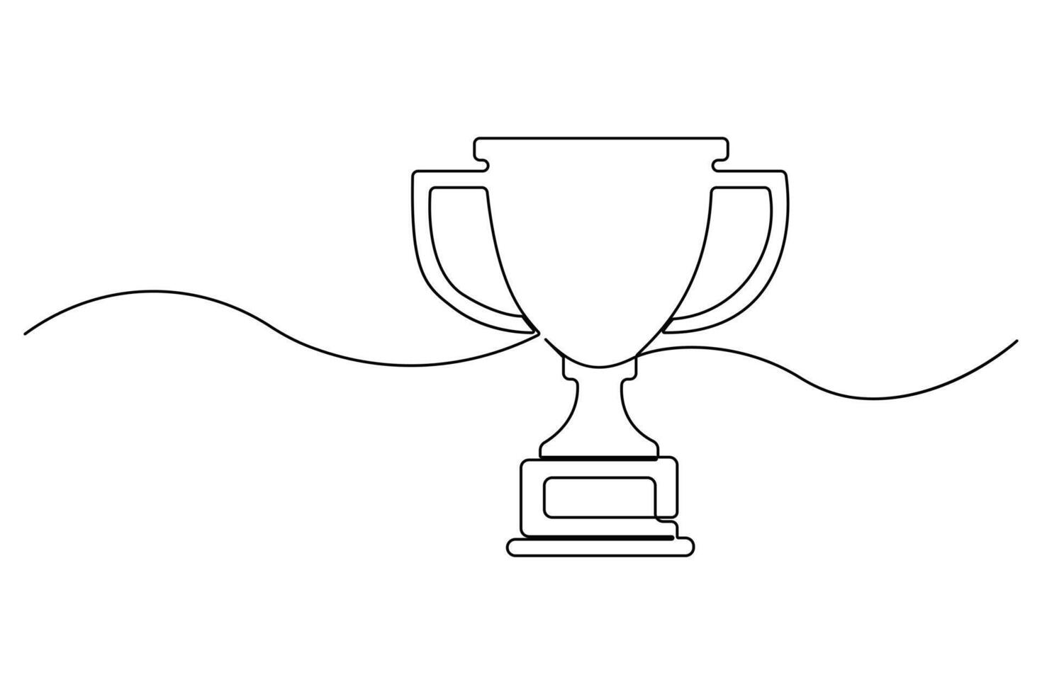 Continuous single line of Winner trophy drawing outline art illustration vector