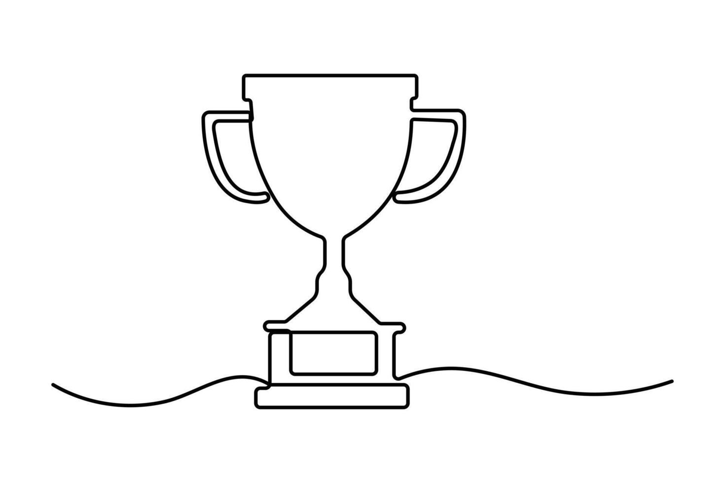 Continuous one line drawing of Winner trophy outline art illustration vector
