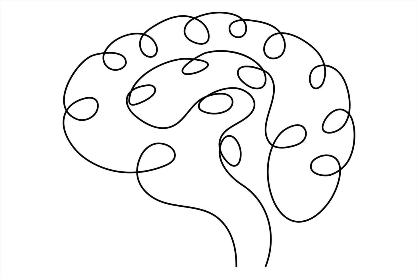Human brain single line drawing outline illustration vector