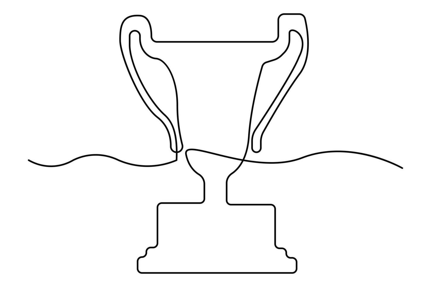 Continuous one line drawing of Winner trophy outline art illustration vector