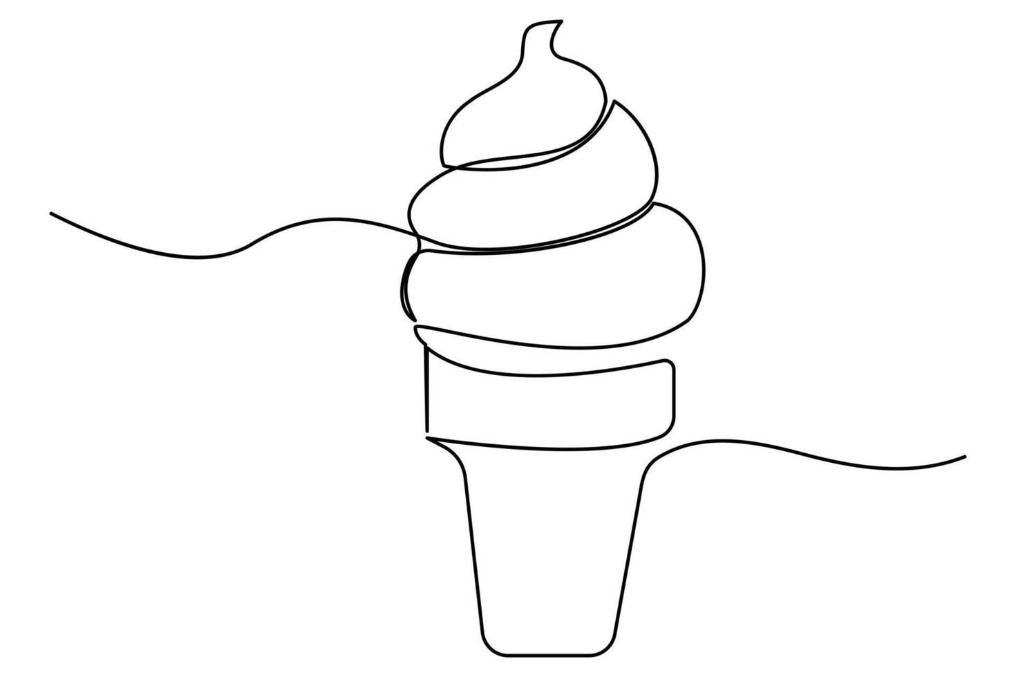 Continuous one line drawing ofIce cream concept illustration vector