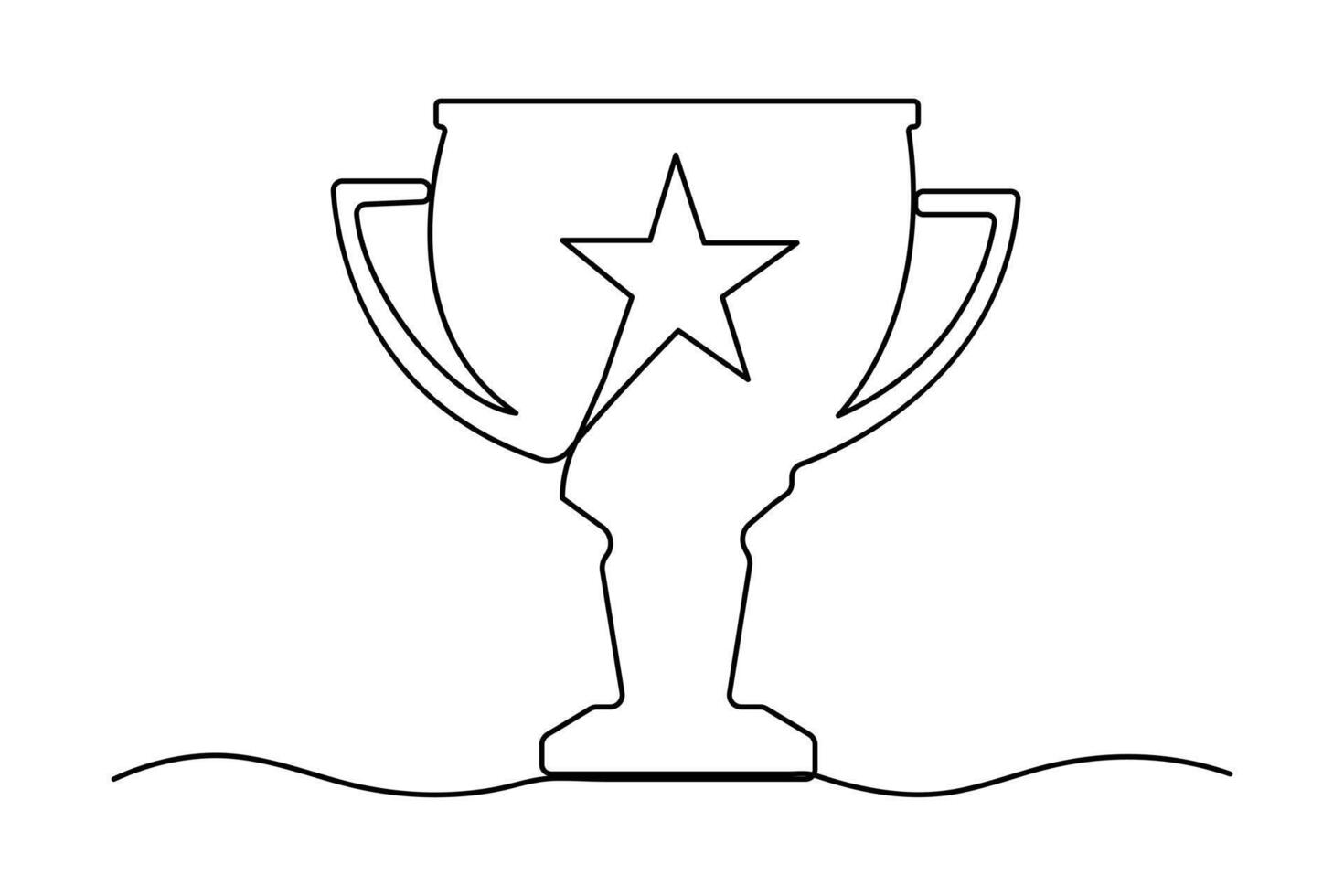 Continuous one line drawing of Winner trophy. Doodle art illustration vector